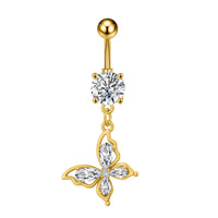 Personalized Zircon Butterfly Round Belly Button Ring