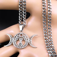 Triple Moon Celtic Knot Pendant Stylish Clavicle Necklace