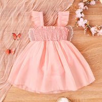 Baby Girl Smocking Sling Butterfly Mesh Baby's Gown