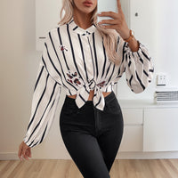 Commuter-style Single-breasted Striped Lapel Shirt