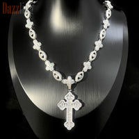 Hip-hop Necklace Set With Cross Zircon Eye Pendant