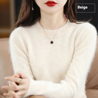 Round Neck Loose Solid Color Mink Sweater Pullover Base Woolen Sweater