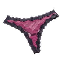 Sexy Lace Women's Transparent Mesh Patchwork Contrasting Color Thong Pants