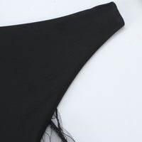 Women's Voile Transparent Black Butterfly Bikini Three-piece Set
