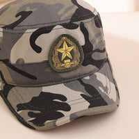 Solid-color Patch-printed National Emblem Flat-top Baseball Cap, Camouflage Casual Sun-protective Beanie Cap