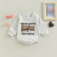 Boys And Girls Simple Printed Round Neck Long Sleeve Triangle Romper