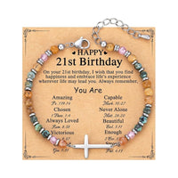 Beaded Stainless Steel Cross Womens Bracelet
