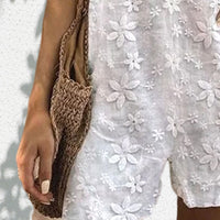 Casual And Sweet Lace Bow Shoulder Strap Jumpsuit