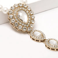 Diamond Studded Pearl Anklet In Drop Shape