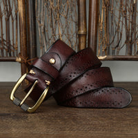 Hollowed-out First-layer Cowhide Pin-buckle Belt For Mengenuine Leather Belt For Jeans