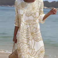 Women's Casual Floral Print Round Neck Dress