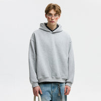 Short Wide Fleece Hooded Sweatshirt For Men And Women In American Solid Color