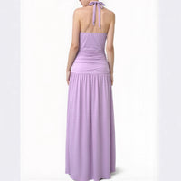 Sexy Slit Bodycon Backless Halter Strap Evening Gown Long Dress
