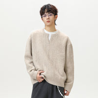 Retro Loose-fit Heavyweight Textured Knit Sweater Cardigan