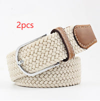 Women's Canvas Belt Student Pants Casual Stretch Braided Needle Buckle