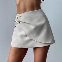 Versatile Metal-embellished Wide-leg Shorts That Double As A Skirt