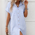 Women's Striped Cotton And Linen Dress Shirt