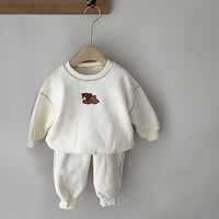Boys And Girls Embroidered Bear Casual Sweater Set
