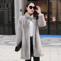 Women's Mink Fur Coat Whole Mink Mid-length