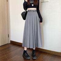 Women's Mid-length High-waisted Pleated Skirt