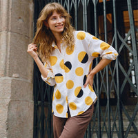 Women's Fashionable Polka-dot Long-sleeve Blouse
