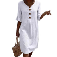 Summer Womens Solid Colored Cotton Dress