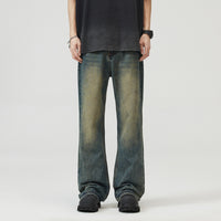Retro Rust Blue Jeans Men's Loose Mop