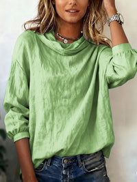 Women's Casual Loose-Fit Fashionable Solid-Color Long Asymmetrical-Neck Pullover Top