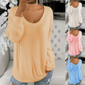Casual Loose Solid Color Retro Round Neck Long Sleeve Sweater
