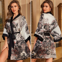 Luxury Three-quarter-sleeve Cooling Nightgown Loungewear For Women