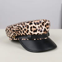 Rare Leopard-print Soft PU Leather Baseball Cap
