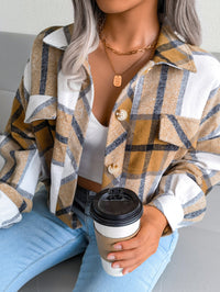 Plaid Lantern Sleeve Wool Coat Jacket