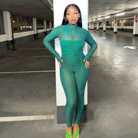 New Sexy Slim Round Neck Back Invisible Zipper Jumpsuit Women