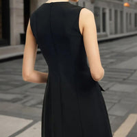 New Womens Solid-color Sleeveless Loose-fit Cropped Dress