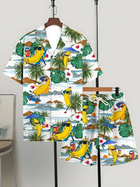 Printed Trendy Loose Short-Sleeve Shirt And Shorts Mens Set
