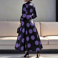Elegant And Stylish V-neck Womens Printed Waist-cinching Dress