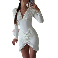 Spring Autumn Sheath Pleated Mini Skirt For Women