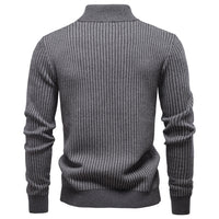 Mens Thickened Half-Zip Stand-Up Collar Casual Sweater