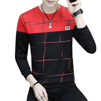 Men's Round-Neck Colorblock Stripe Long-Sleeve Sweatshirt