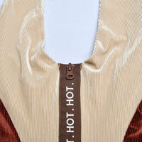 Sexy Halter Low Cut Letter Zipper Long Jumpsuit