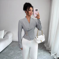 Irregular-shaped Metal Embellished Top For Women