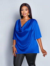New Relaxed-fit Casual V-neck Mid-sleeve Long-sleeve Solid-color Chiffon Top