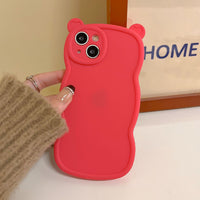 Solid Color Bear Ear Retro Mobile Phone Case