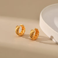 Retro Hong Kong Style Gold Color Retaining Earrings Plated 18K Real