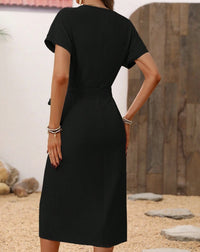 Women's Buttoned Lace-up Slim Mid-length Skirt