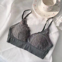 French Style Nude Feel Lace Triangle Cup Underwear Women's Bra