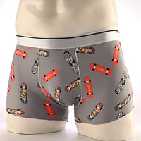 Cartoon Men's Boxer Panties Ice Silk Print Floral Mid-waist Breathable Boxers