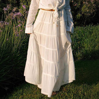 Women's Solid Color Casual Style A- Line Tiered Skirt