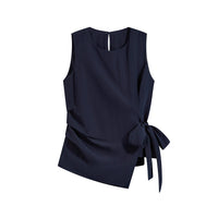 Women's Lace-up Sleeveless Shirt Irregular Cinched Top