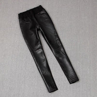 Stitching Stretch Pencil Women's Leather Pants